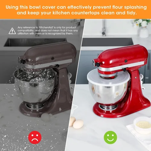 Miniatura 2 de AIEVE Fundas para tazones para mezclador, tapas protectoras de salpicaduras para mezclador KitchenAid de 4.5 a 5 cuartos de galón (2 unidades)