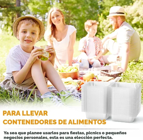 Miniatura 6 de Zezzxu Paquete de 50 Recipientes de Plástico Transparente para Comida para Llevar, Recipientes Cuadrados para Rebanadas de Pastel con Tapas
