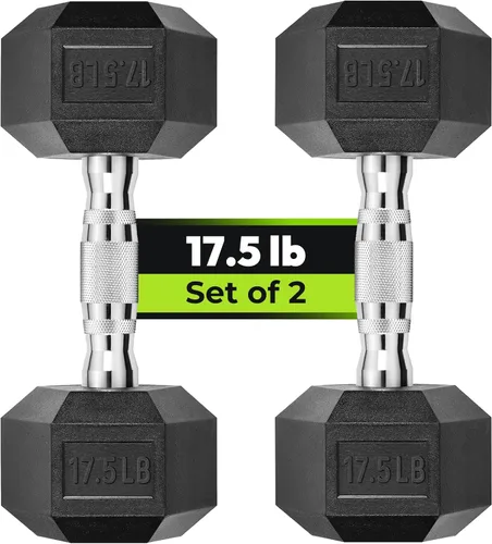 Miniatura 42 de HANDBODE Juego de 2 mancuernas hexagonales de 2.5 a 65 libras con revestimiento de goma, mancuernas para ejercicio y fitness, peso de mano