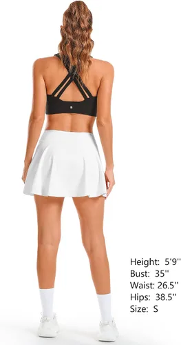 Miniatura 5 de Stelle Faldas de tenis y golf para mujer, cintura alta con bolsillos, pantalones cortos interiores para atletismo, deportes, correr, pickleball