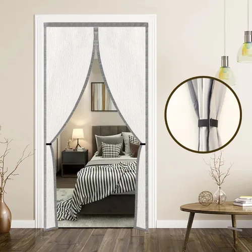 Pantalla de puerta con aislamiento magnético, toda la pantalla térmica opaca para puerta de cierre automático, cortina de puerta de tela gruesa para