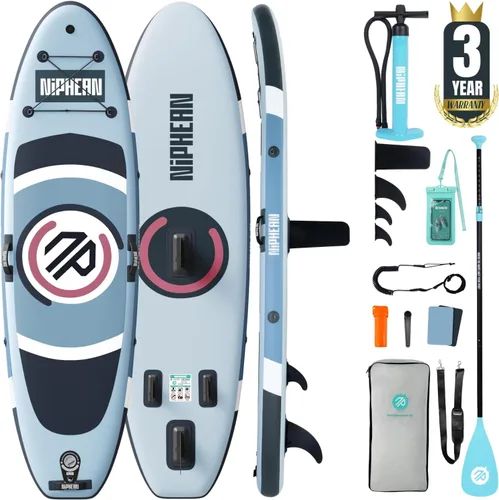 Niphean (Ultra-Ligero) Tabla de Remo Inflable con Aleta StabilTrac (Amistosa para Principiantes) y Accesorios SUP Duraderos, Tablas de Remo de 10'