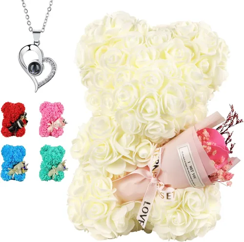 Miniatura 8 de Oso de rosas para el Día de la Madre, regalo romántico de cumpleaños para novia, esposa, oso de rosas para mujer, oso de San Valentín con ramo