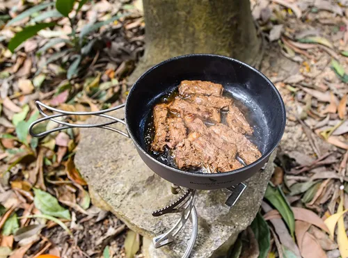 Miniatura 9 de Boundless Voyage Sartén antiadherente de titanio con mango plegable, revestimiento de cerámica antiadherente, olla de cocina para acampar al aire 36