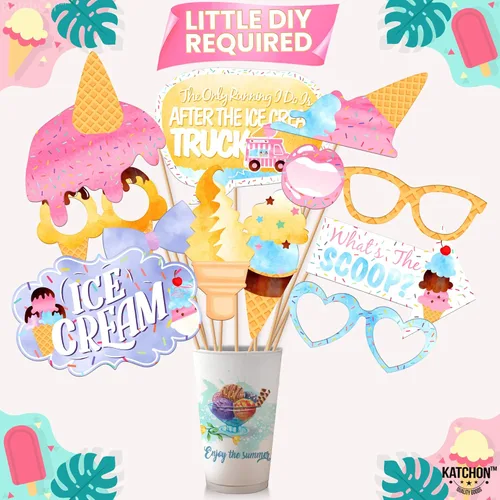 Miniatura 8 de KatchOn, Accesorios para cabina de fotos de helados – Paquete de 31 Accesorios de fotos de helados para decoraciones de fiesta de helado