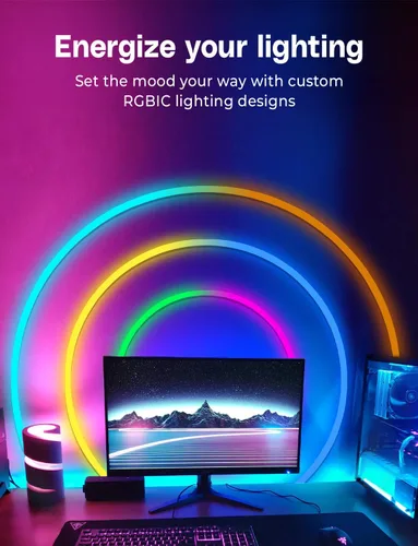 Miniatura 2 de Tira de luz LED de neón RGB de 16.4 pies que cambia de color, aplicación + control remoto, iluminación de diseño impermeable personalizable