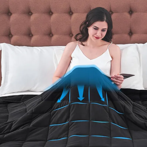 Miniatura 9 de yescool - Manta con peso para adultos (15 libras, 48 x 72 pulgadas, color negro), fresca, transpirable, con cuentas de cristal prémium, lavable a