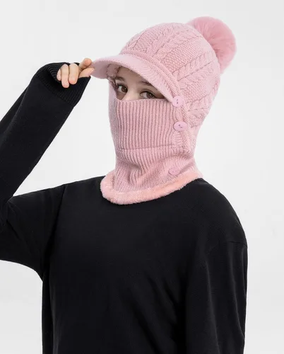 Miniatura 52 de HUAMULAN Gorro de invierno de una pieza para mujer, pasamontañas de forro polar, pasamontañas, máscara facial, bufanda, orejeras, esquí, nieve