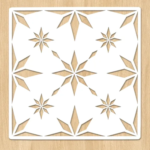 Miniatura 10 de Juego de plantillas de suelo de azulejos grandes (4 diseños, 12 x 12 pulgadas) Plantillas de pared reutilizables con patrón mexicano Juego