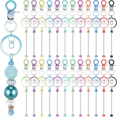 Miniatura 14 de Tondiamo 24 piezas de barras de llavero con cuentas a granel para kit de fabricación de llaveros, regalos para mujeres y hombres, manualidades DIY