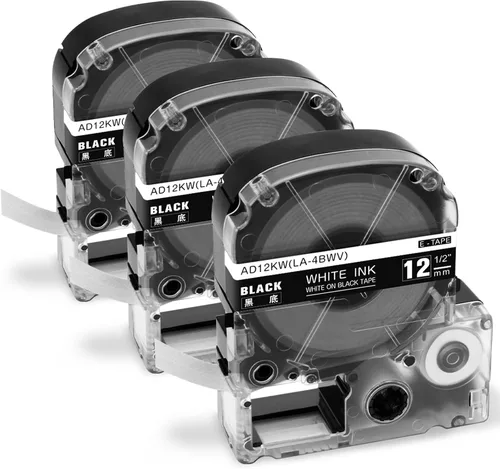 Miniatura 13 de Paquete de 3 cartuchos de cinta LK de repuesto para Epson LK-4TBN ST12KW LC-4TBN9 12mm LK negro sobre transparente de 1/2 pulgadas x 26.2 pies