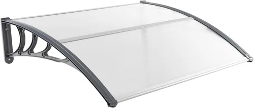 Miniatura 11 de Tangkula Toldo de ventana de 40 x 40 pulgadas, moderno toldo de policarbonato para puerta delantera, cubierta de puerta de ventana para lluvia, Negro