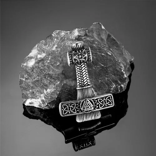 Miniatura 4 de Nordic Vikings - Collares de martillo para hombre mezcla de acero inoxidable oro nórdico runa eslavo vegvisir mjolnir amuleto colgante joyería