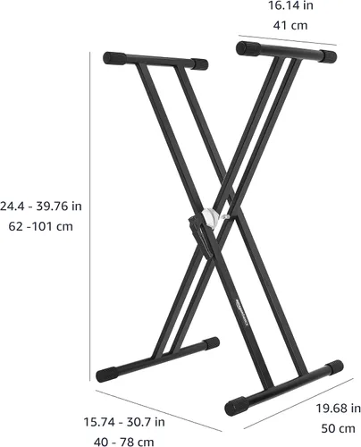 Miniatura 4 de Amazon Basics Soporte resistente para teclado y piano, ajustable de alta resistencia, diseño en forma de X adaptable a la altura, negro