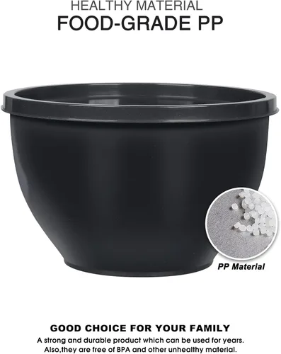 Miniatura 4 de Greentainer Juego de 5 tazones de plástico con tapas para cocina, juego de 5 cuencos para mezclar, hornear, preparar, cocinar y servir alimentos