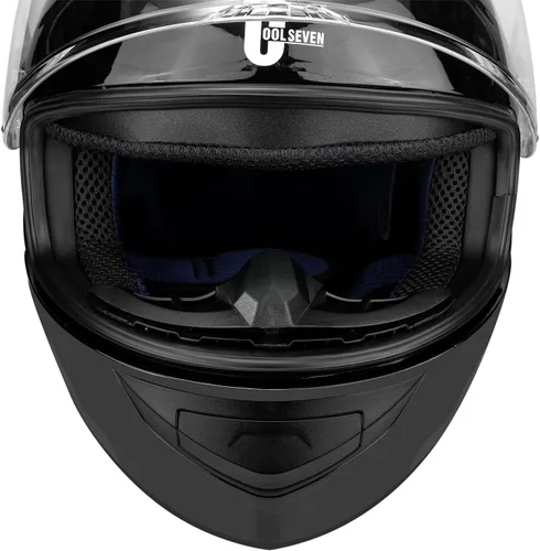 Miniatura 7 de Casco de motocicleta de cara completa para adultos con aprobación DOT, Casco ligero y aerodinámico de bicicleta de calle negro brillante para Brillo