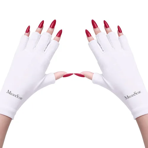 Miniatura 12 de MelodySusie Guantes UV para lámpara de uñas de gel, guantes profesionales de protección UV UPF50+ para manicuras, arte de uñas, cuidado de la piel