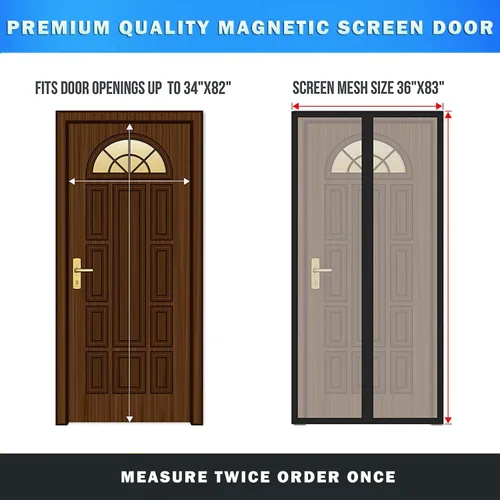 Miniatura 7 de Puerta mosquitera magnética, estilo moderno, 36'x83", poliéster, malla de fibra de vidrio, fácil instalación, apto para mascotas y niños, pantalla