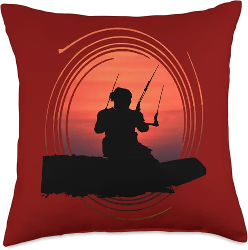 Miniatura 4 de Kitesurf Gifts and Surf Lover Tees by taiche Kitesurfer Surfing The Wave Artistic Silhouette and Sunset Throw Pillow, 16x16, Multicolor