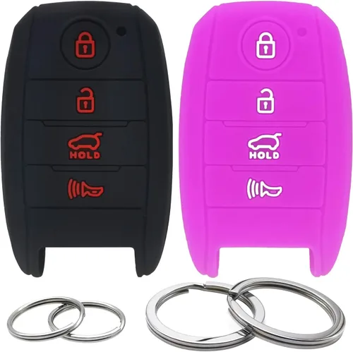 Miniatura 7 de Funda de silicona para llavero de 4 botones, protector sin llave compatible con Kia K3 K5 Cerato Forte Optima Rio Rio5 Sorento SY5JFFGE04 Negro