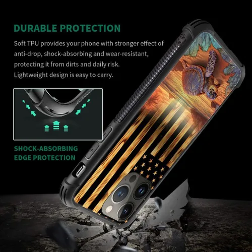 Miniatura 100 de DAIZAG Compatible con iPhone 13 Pro Max, Funda de TPU Protectora Anti-Arañazos Todo En Uno, Fundas para Hombre Mujer - Motivo de Madera Americana
