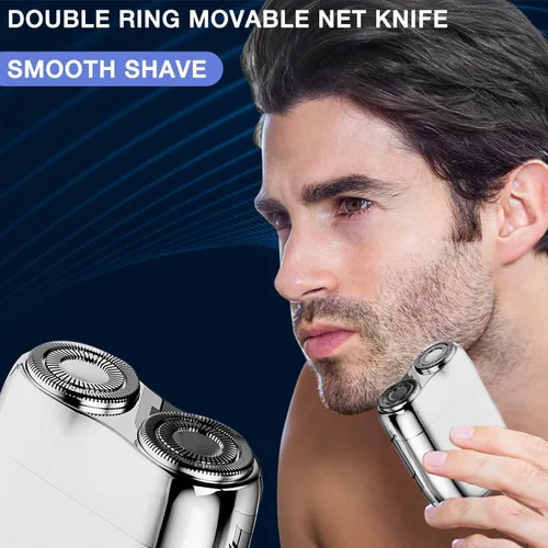 Miniatura 2 de Psycat Mini afeitadora eléctrica de doble cabeza, afeitadora de doble cabeza, actualización 2025, portátil, lavable, recargable, azul