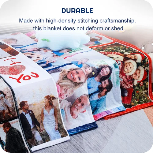 Miniatura 6 de Mantas personalizadas con fotos, manta personalizada de collage de fotos, suave, con mis propias fotos, regalos personalizados para Navidad, 2 Fotos