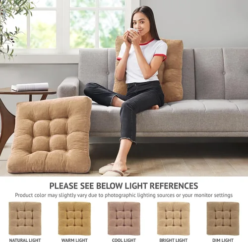 Miniatura 70 de Juego de 2 almohadas de suelo de meditación, almohadas cuadradas grandes para adultos, cojín de pana copetuda para sala de estar de tatami, gris, 22