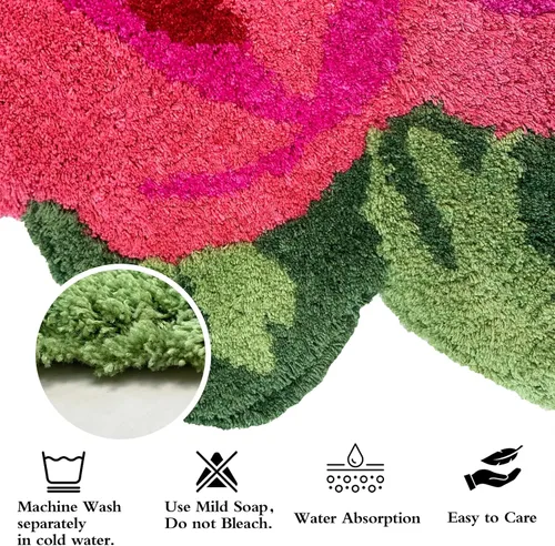 Miniatura 6 de USTIDE Alfombra esponjosa de rosa para piso, alfombra suave y peluda, alfombra hecha a mano, alfombras modernas, alfombras lavables para sala