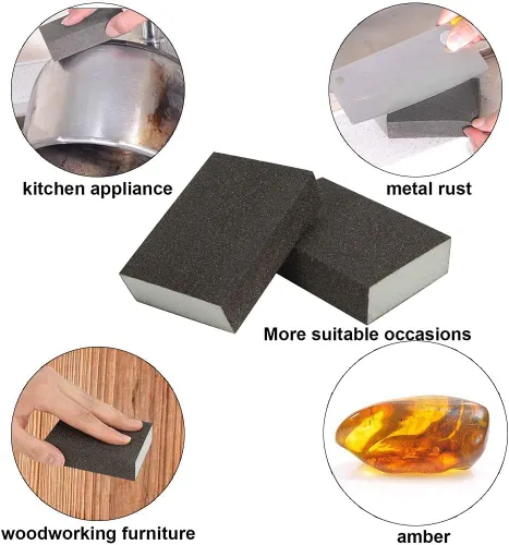 Miniatura 6 de Utoolmart 12 bloques de lijado de esponja de lijado, grano 180 húmedo, seco, lavable y reutilizable, esponja de papel de lija para muebles de 12