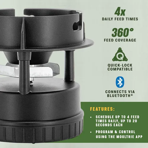 Miniatura 2 de Moultrie Kit de alimentador de ciervos todo en uno, adaptador Quicklock que se adapta a la mayoría de tolvas de fondo plano, temporizador digital