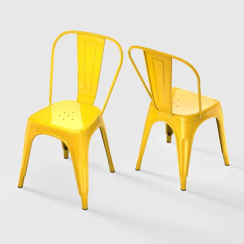 Miniatura 37 de Juego de 8 sillas de comedor de metal, sillas apilables estilo tolix con respaldo, diseñadas para el comedor diario, en interiores, cocina y comedor