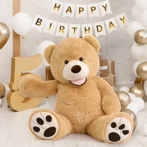 Miniatura 8 de MorisMos Oso de peluche gigante con huellas grandes, animales de peluche, color marrón claro, 39 pulgadas