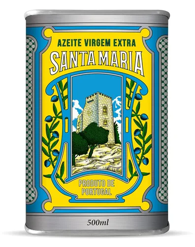 Santa Maria Aceite de Oliva Virgen Extra Portugués - Lata de Metal Vintage - 16.9 fl oz