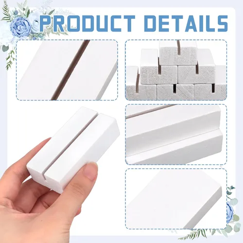 Miniatura 3 de 15 soportes de madera para números de mesa, soportes de madera para tarjetas, soporte para fotos, soportes acrílicos para ceremonia, fiesta de Blanco