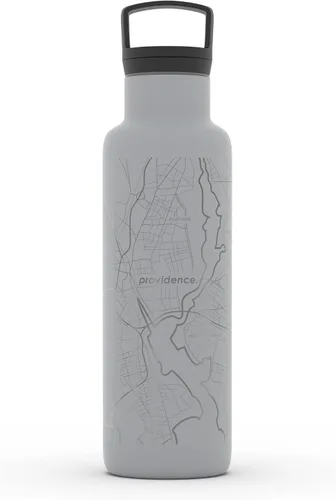 Miniatura 199 de Well Told Botella de agua aislada con mapa de Washington DC grabado, botella de acero inoxidable grabada (21 onzas, blanco) botella aislada de mapa