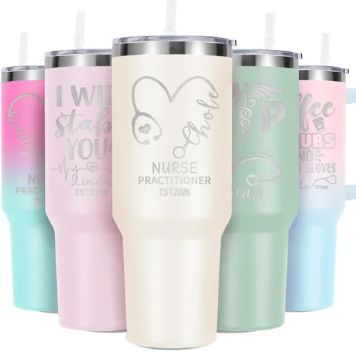 Miniatura 14 de Regalos de enfermera para mujeres, vaso de vino personalizado de 20 onzas con nombre, título de trabajo y fecha, regalos de enfermera, enfermeras
