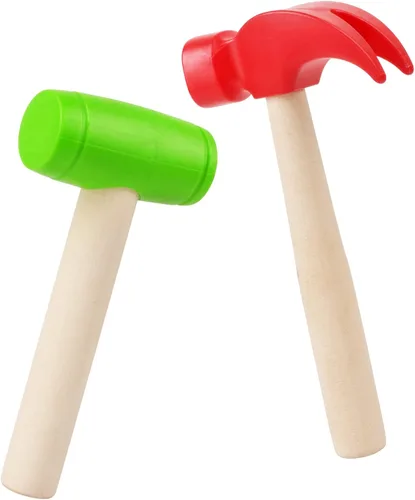 Martillos de madera de simulación de martillos de madera pequeños de plástico para niños pequeños, herramientas de mantenimiento portátiles para