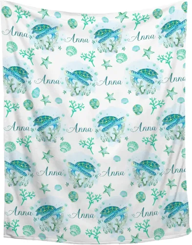 Miniatura 24 de Manta personalizada con nombre, texto y nombre, manta personalizada con nombre para bebés, niños, niñas y adultos, manta personalizada para Tortuga