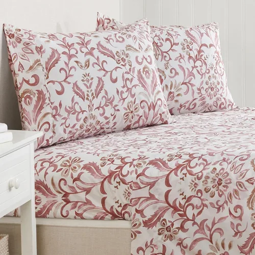 Miniatura 14 de Great Bay Home - Juego de sábanas de microfibra con estampado floral de 4 piezas tamaño Queen - Sábanas y fundas de almohada ultrasuaves