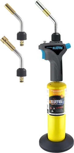 Miniatura 3 de BLUEFIRE - Antorcha de soldadura de gas con mango de metal, tubo reemplazable, combustible por MAPP MAP/PRO y propano, herramienta de grado