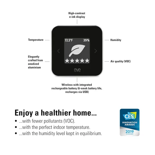 Miniatura 3 de Eve Room - Sensor de calidad del aire interior para monitorear la calidad del aire (VOC), temperatura y humedad, tecnología Apple HomeKit, Bluetooth