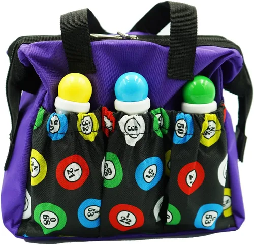 Miniatura 2 de Yuanhe Bolsas Dauber de Bingo con 6 Bolsillos Bolsa de Mano de Bingo Morada.. Púrpura