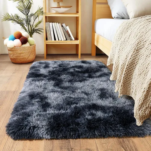Miniatura 95 de Awaytail Alfombra Esponjosa Lavable 2x3 Pies, Pura Negra Alfombra para Silla de Escritorio Antideslizante, Alfombra Supersuave para Niños
