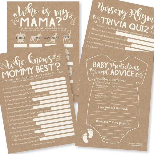 Miniatura 10 de Hadley Designs Juegos de baby shower para 25 invitados – Kraft Whats in Your Purse Baby Shower Game, juegos de baby shower para niños y niñas