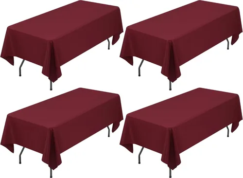 Miniatura 67 de Showgeous Paquete de 4 manteles rectangulares de poliéster de 60 x 102 pulgadas, resistentes a las arrugas, lavables, para bodas, mesas de comedor