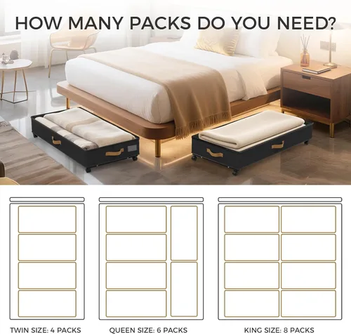 Miniatura 8 de Almacenamiento Debajo de la Cama con Ruedas Paquete de 4, 75L XXL Contenedores de Almacenamiento Debajo de la Cama Grandes, 30 cm de Alto negro