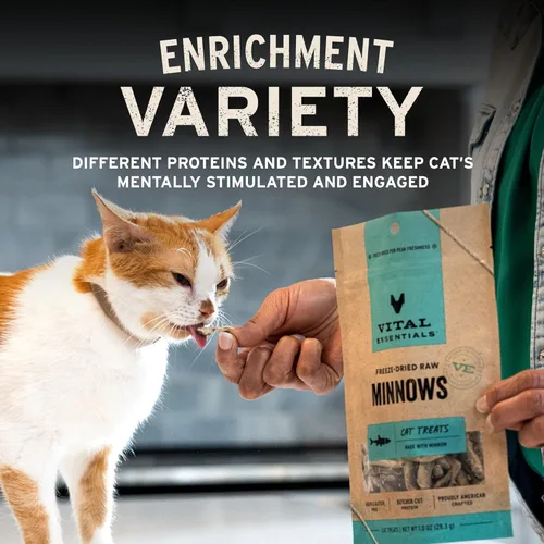 Miniatura 6 de Vital Essentials Golosinas liofilizadas para gatos Mordeduras de salmón, proteína única Calidad premium Sin granos, golosinas crujientes