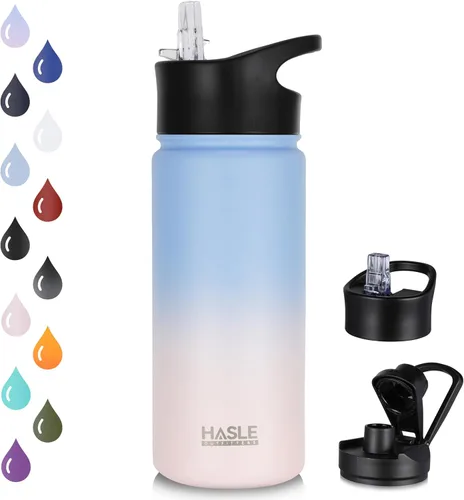 Miniatura 25 de HASLE OUTFITTERS Botella de agua aislada de 16 onzas para niños, botella de agua de acero inoxidable de doble pared al vacío, a prueba de fugas