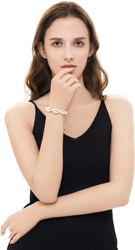 Miniatura 8 de TKUAMIGO Collar de concha de puka para mujer, gargantilla de perlas naturales, collar ajustable de conchas marinas, pulsera de concha de cauri